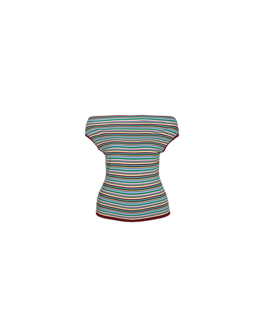 EMMA KNIT TOP PINK FINE LINE MULTI STRIPE