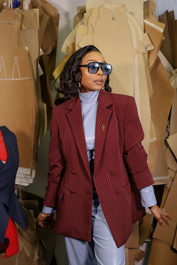 Fabrosanz: Burgundy Pinstripe Blazer