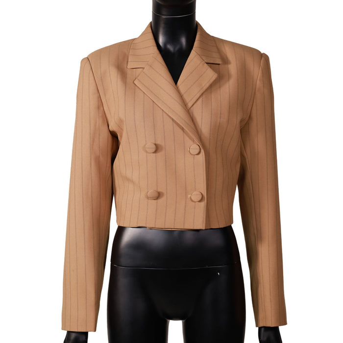 Fabrosanz: Pinstripe Cropped Beige Blazer