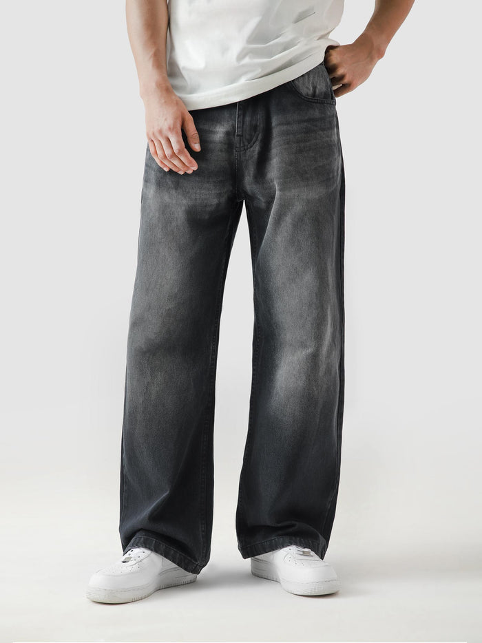 Fade washed denim male model side view full body Pakistan – GROOVY