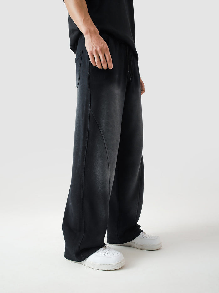 Fade washed trouser female model front view baggy fit streetwear Pakistan – GROOVY