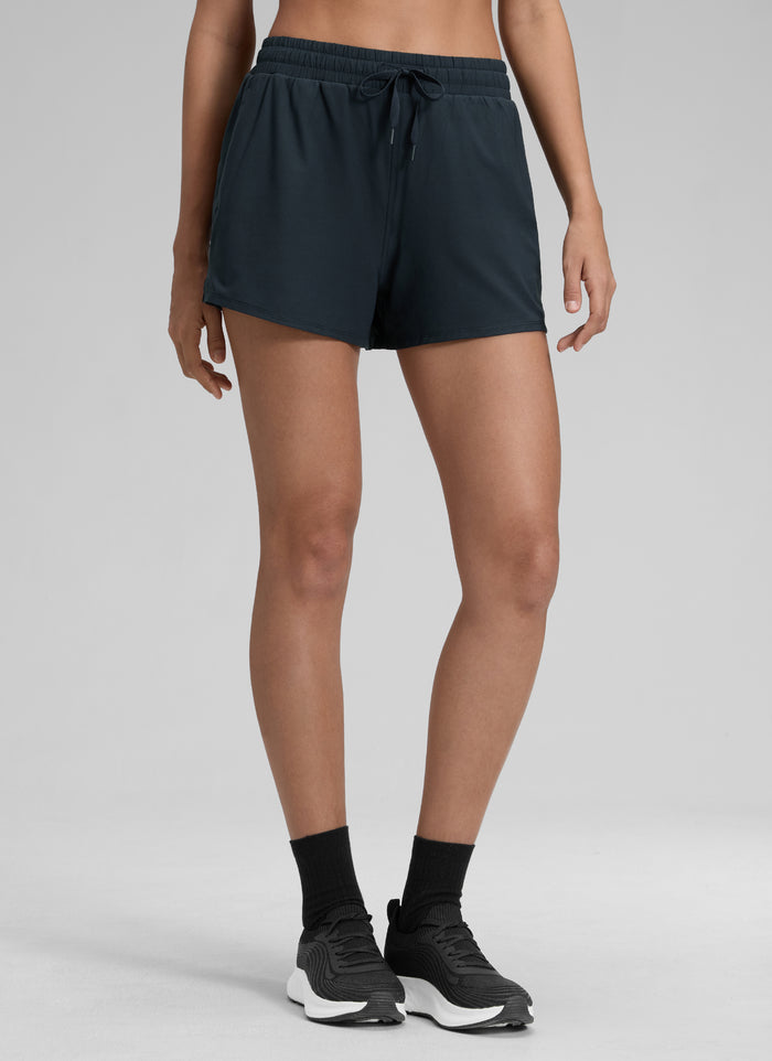 CRZ YOGA Women's Casual Regular Fit High Rise Tennis 2 in 1 Shorts True Navy