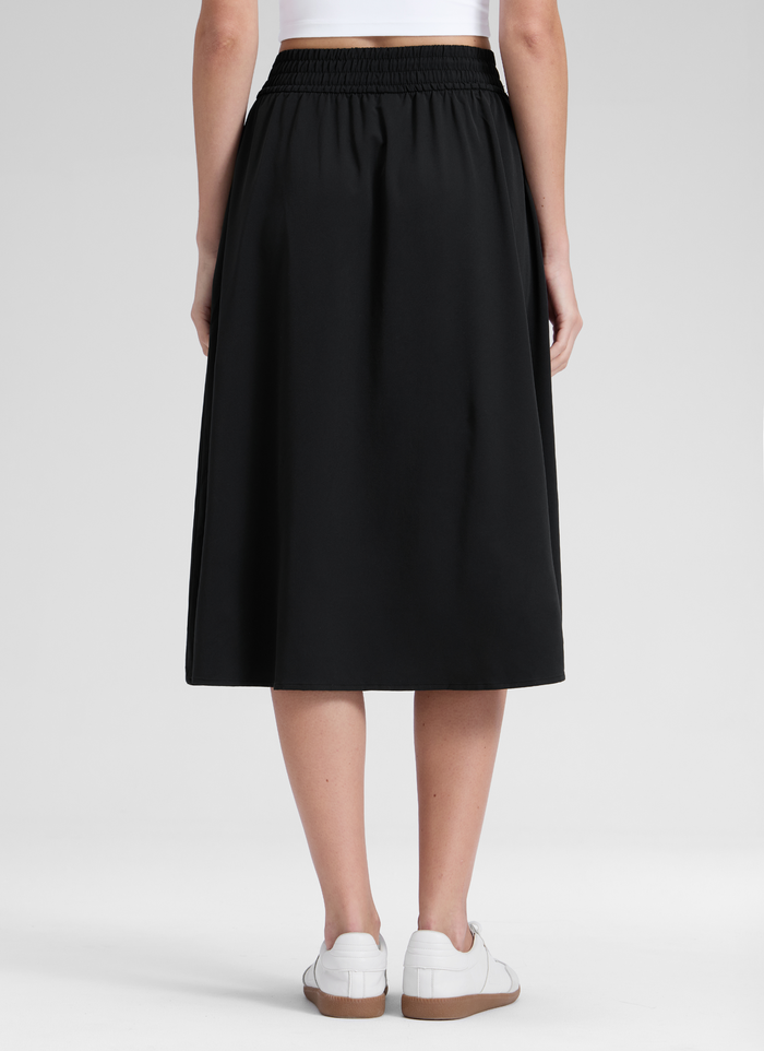 CRZ YOGA Women's Causal High Rise A line Flowy Midi Pocket Skirts Black