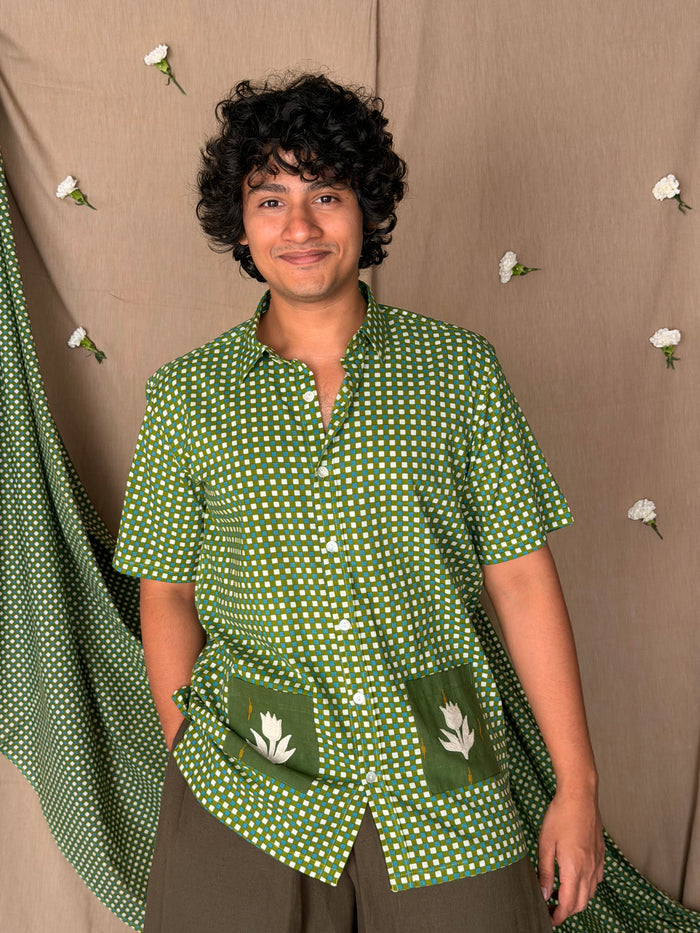 Flowerbed Topiary Patch Pocket Shirt - Greenhouse