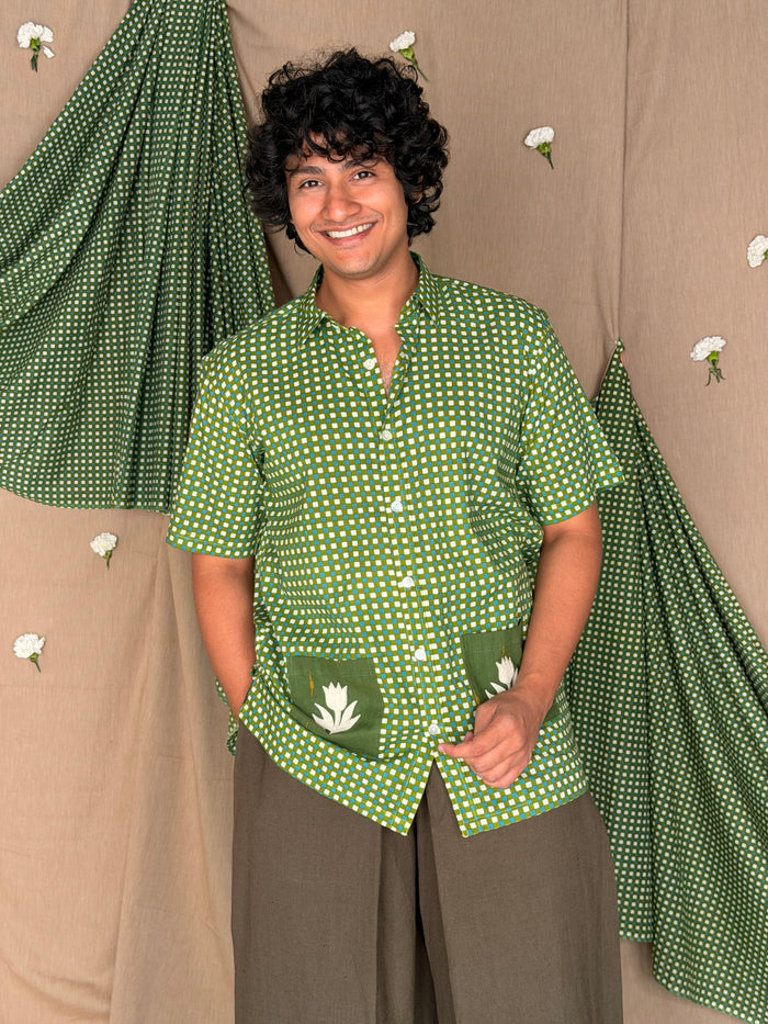 Flowerbed Topiary Patch Pocket Shirt - Greenhouse