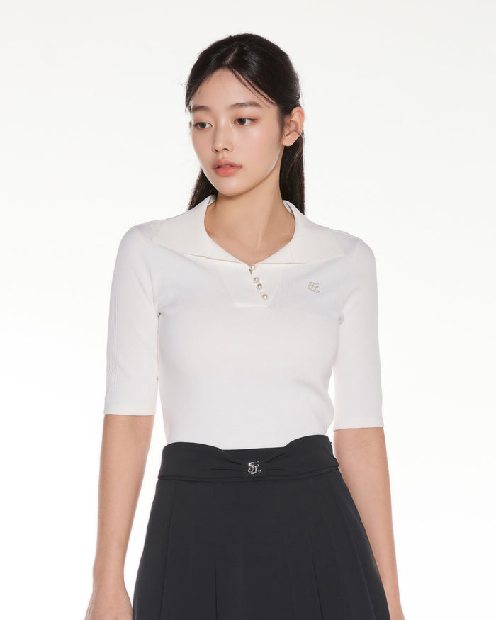 Front Ribbon Belt Wide Pleated Skirt (Black)