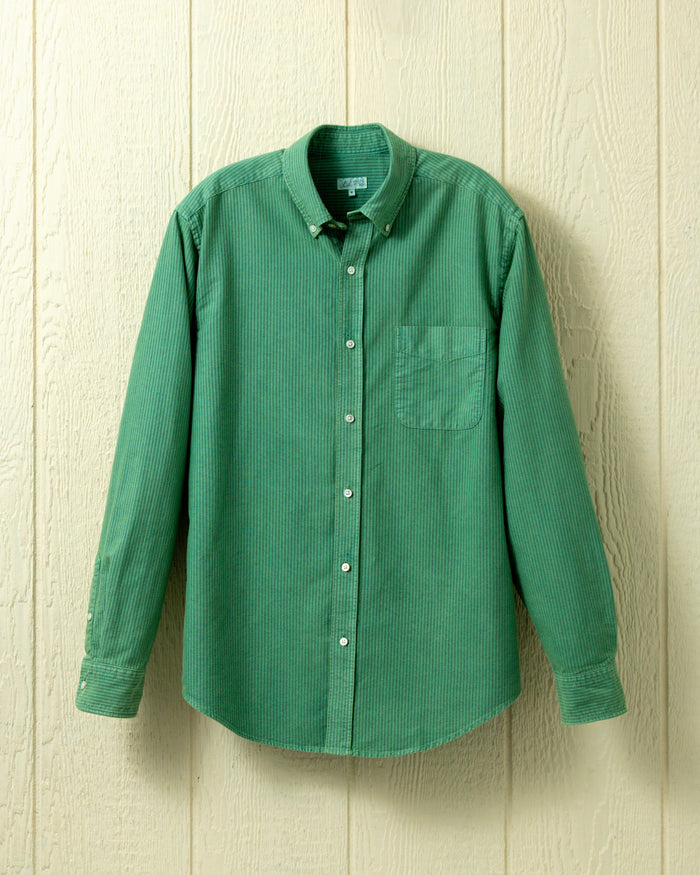 Garment Dyed Oxford Stripe Shirt in Spruce