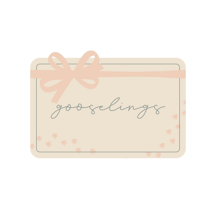 Image of the brand gooselings gift card wit box and logo