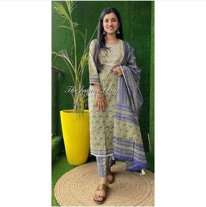 Green Grey Booti Cotton Set