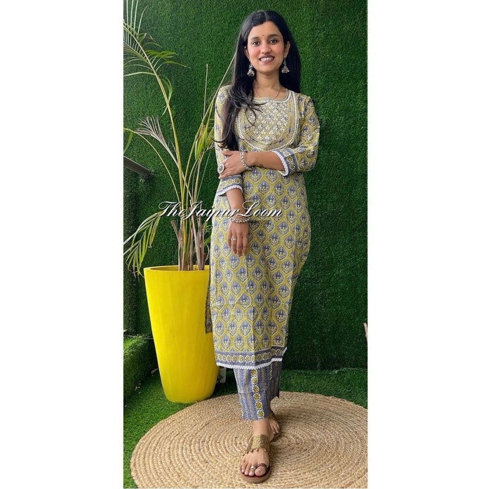 Green Grey Booti Cotton Set