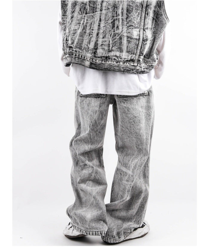Grill-Washed Denim Vest Set Up
