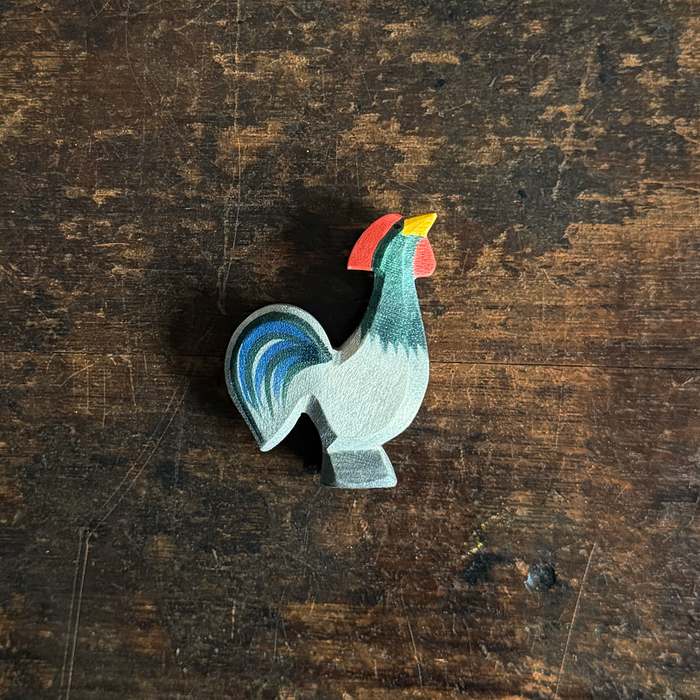 Handcrafted Wooden Dark Rooster