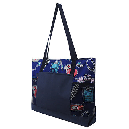 NURSE TOTE BAG, TOTE BAG FOR NURSES, TOTE BAG, CANVAS TOTE BAG, CANVAS NURSE BAG, MESH SIDE POCKET TOTE BAG, BLUE NURSE TOTE BAG, NURSE GIFTS, GIFTS FOR NURSES, WHOLESALE NURSE GIFTS