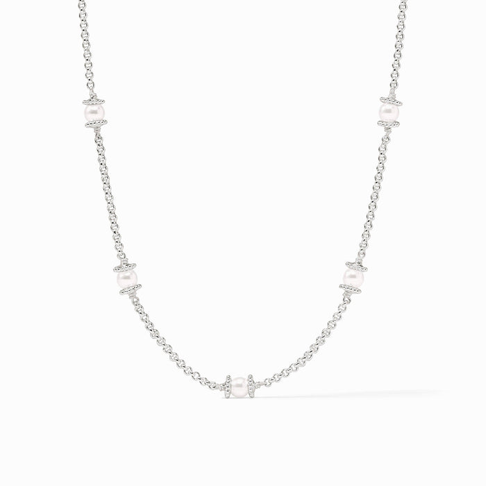 silver necklace with pearls