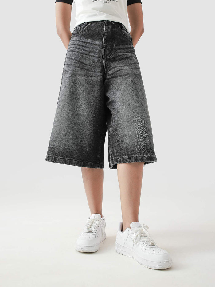 Jorts hard washed grey denim shorts male model outdoor lifestyle Pakistan – GROOVY