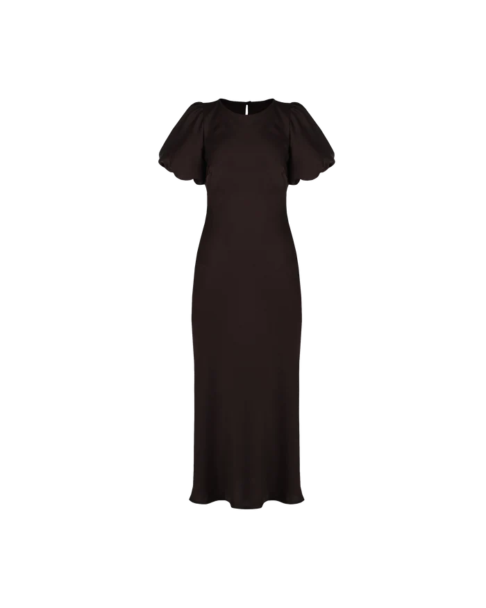 KENDALL SATIN  DRESS ESPRESSO