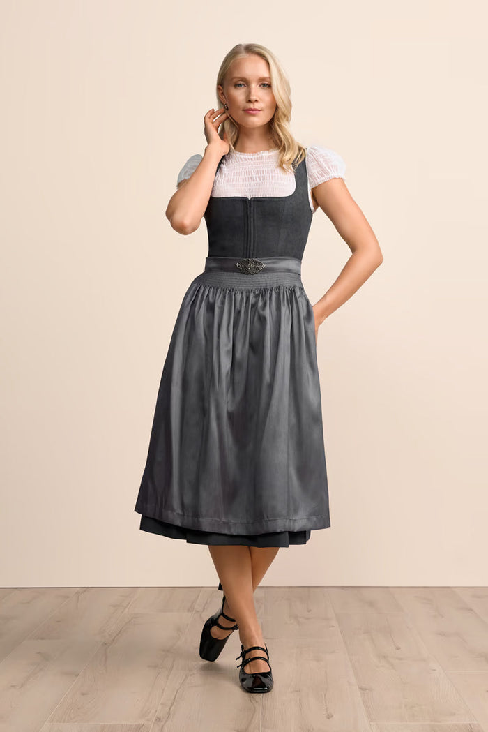 Kruger Long Dirndl 2pcs. 70cm "Evi" gray