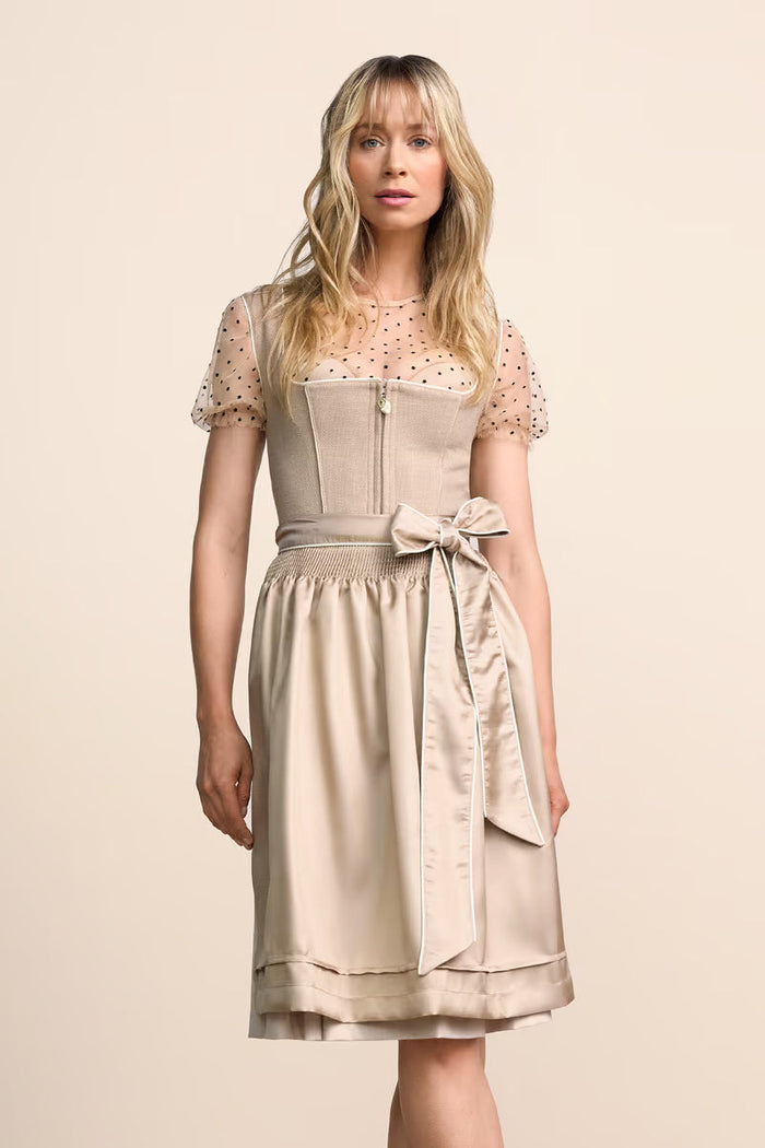 Kruger Midi Dirndl 2pcs. 60cm "Elysara" beige