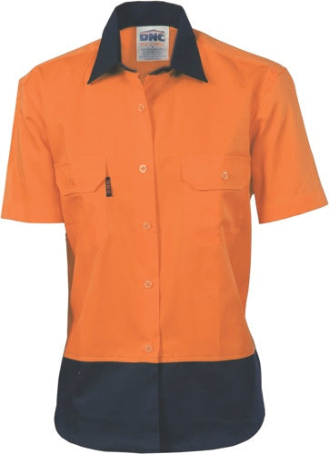 Ladies Hi Vis Two Tone Cool-breeze Cotton Drill Shirt S/S 3939