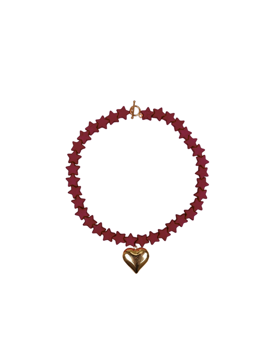 LOVE STAR NECKLACE BURGUNDY