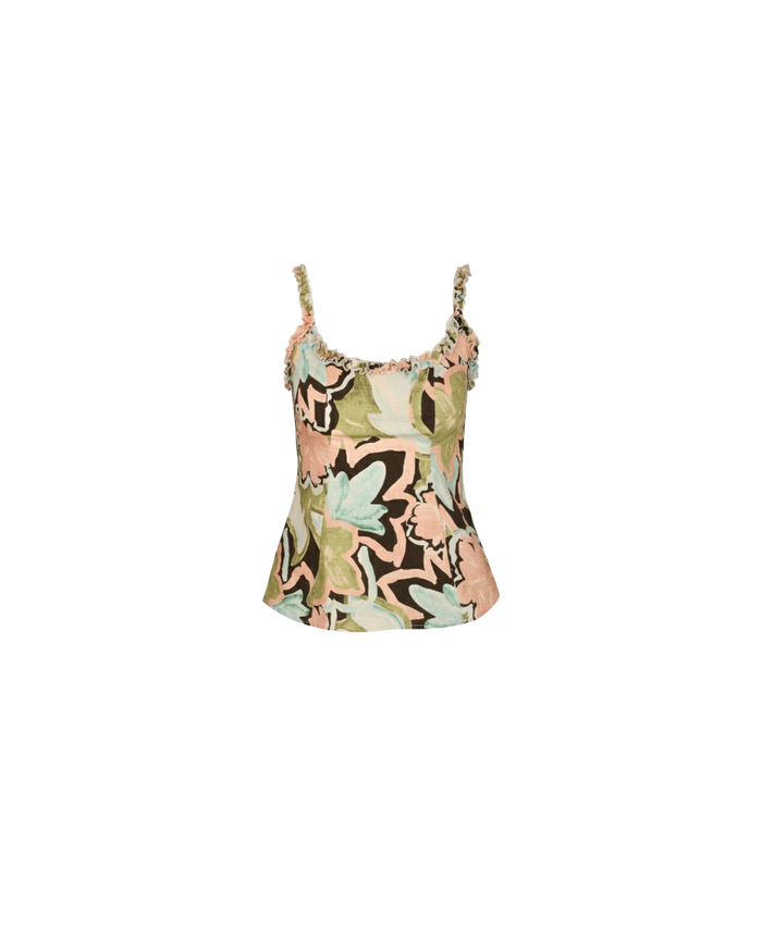 LYDIA RUFFLE TOP  FROSTED FLORAL
