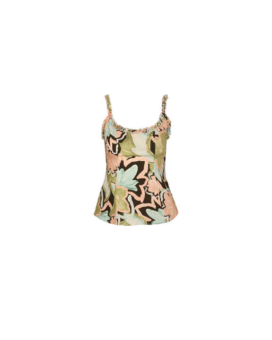 LYDIA RUFFLE TOP  FROSTED FLORAL
