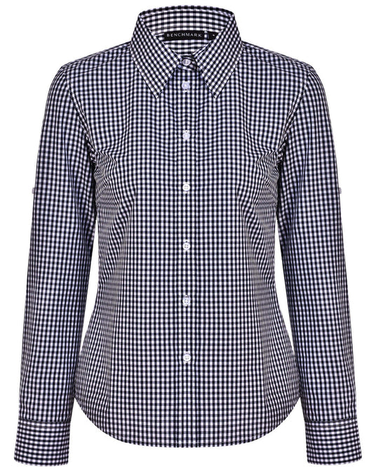 M8300l Ladies Gingham Check Long Sleeve Shirt