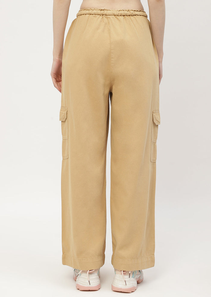 Madame Solid Yellow Cargo Jeans