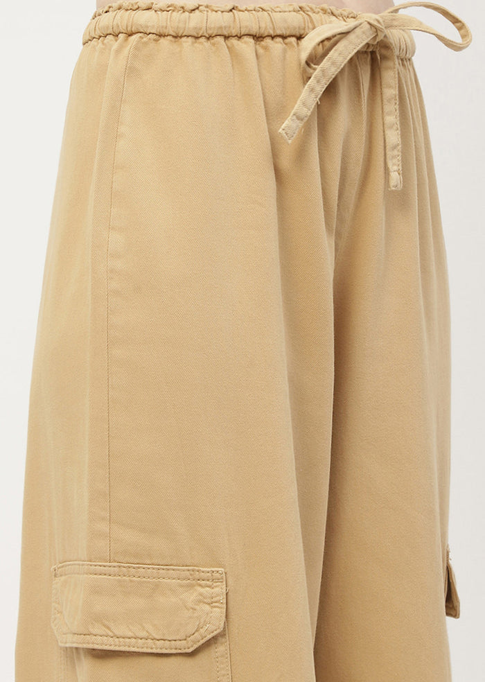 Madame Solid Yellow Cargo Jeans