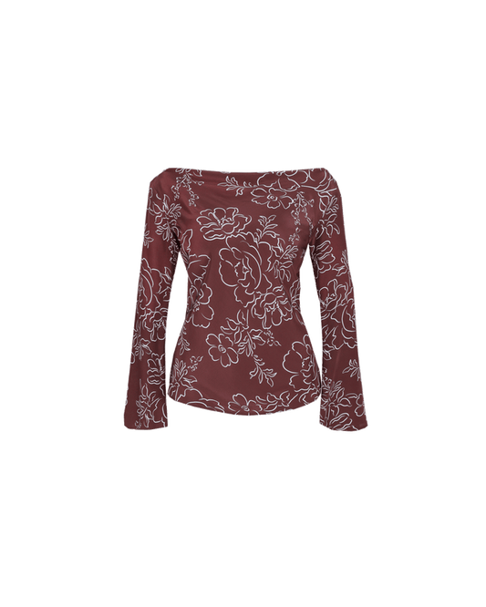 MADRID TOP BURGUNDY FLORAL