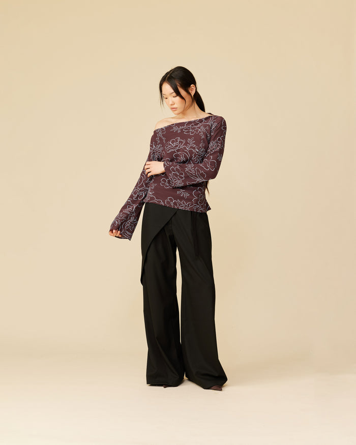MADRID TOP BURGUNDY FLORAL