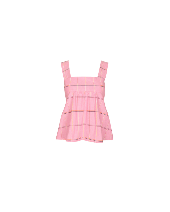 MARGIE TIE-BACK TOP PINK CHECK