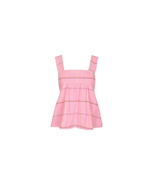 MARGIE TIE-BACK TOP PINK CHECK