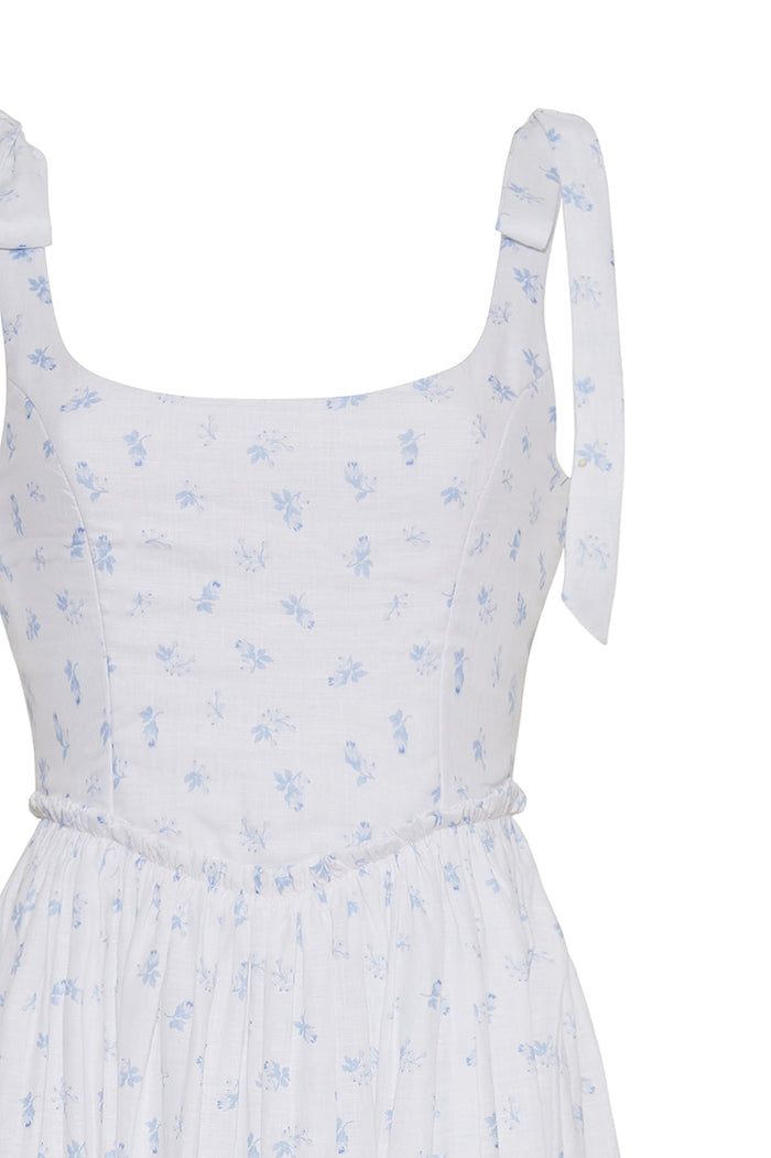 Marie Dress in Ditsy Blue Floral