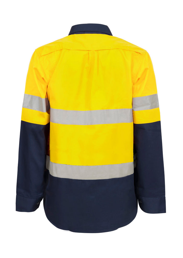 Maternity Lightweight Hi Vis Two Tone Long Sleeve Vented Cotton Drill Shirt With CSR Reflective Tape
