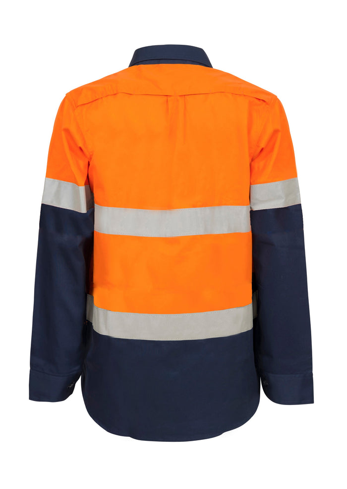 Maternity Lightweight Hi Vis Two Tone Long Sleeve Vented Cotton Drill Shirt With CSR Reflective Tape