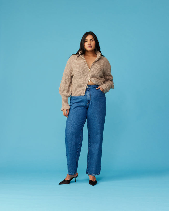 MATILDA ZIP CARDIGAN HAZELNUT