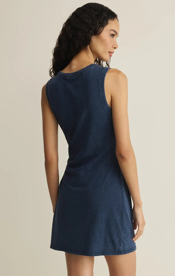 Mattie Jersey Denim Mini Dress - Indigo