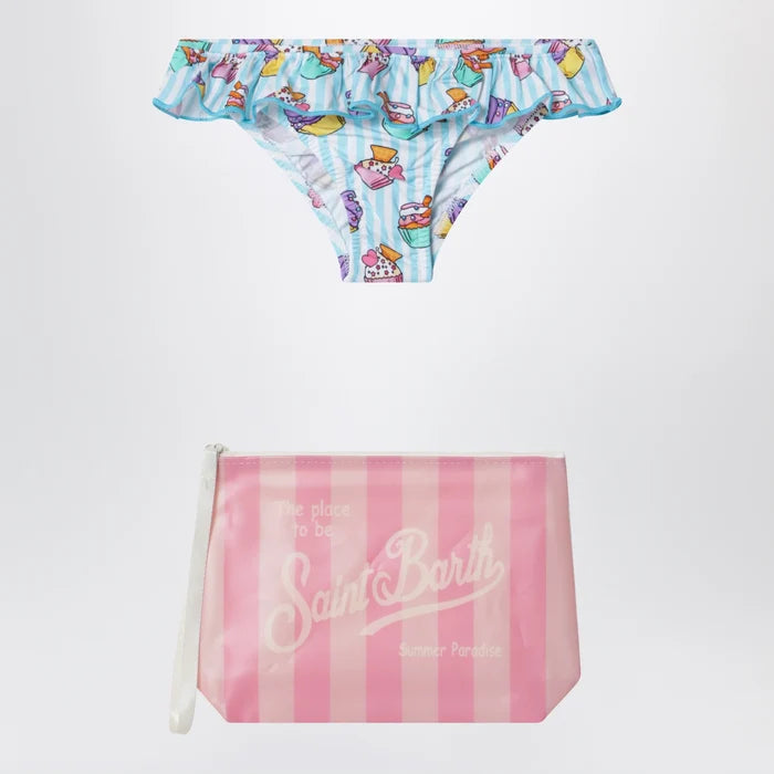 MC2 Saint Barth - Light blue striped swim briefs with pouch