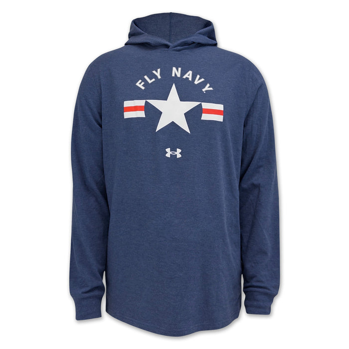 Navy Under Armour Fly Navy Icon Long Sleeve Hood (Navy)