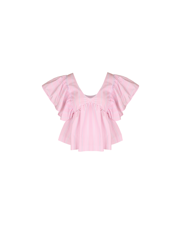 NONI RUFFLE TOP LILAC CANDY STRIPE