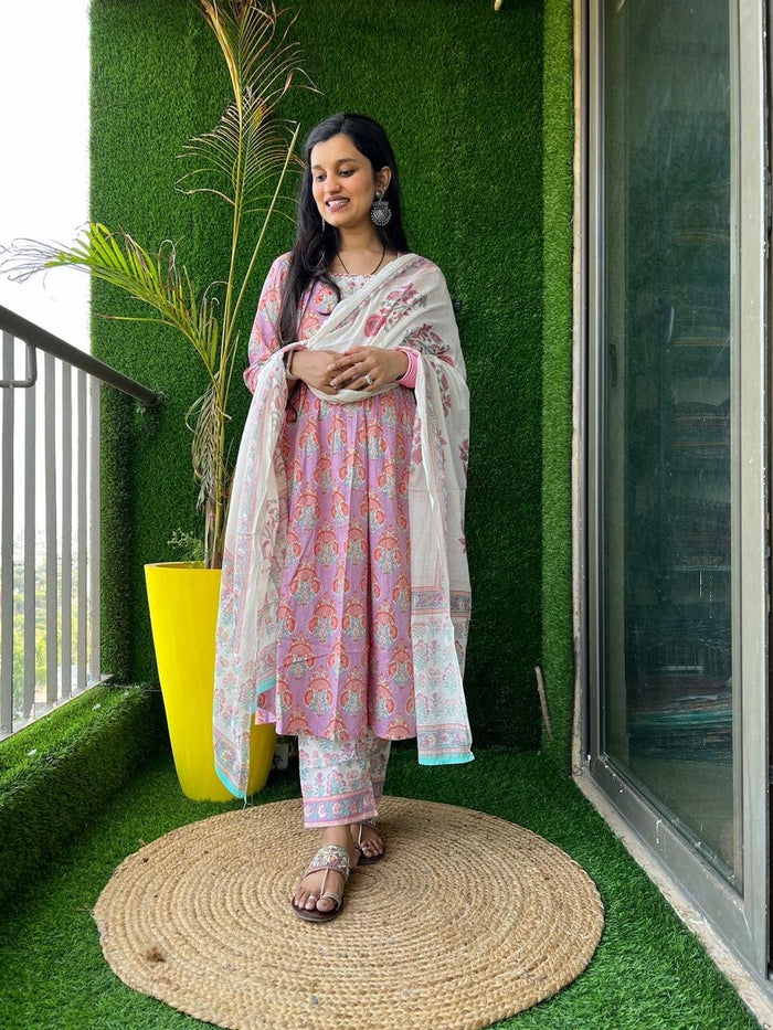 Pink Floral Flared Set