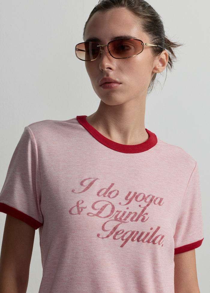 PINK GRAPHIC RINGER TEE
