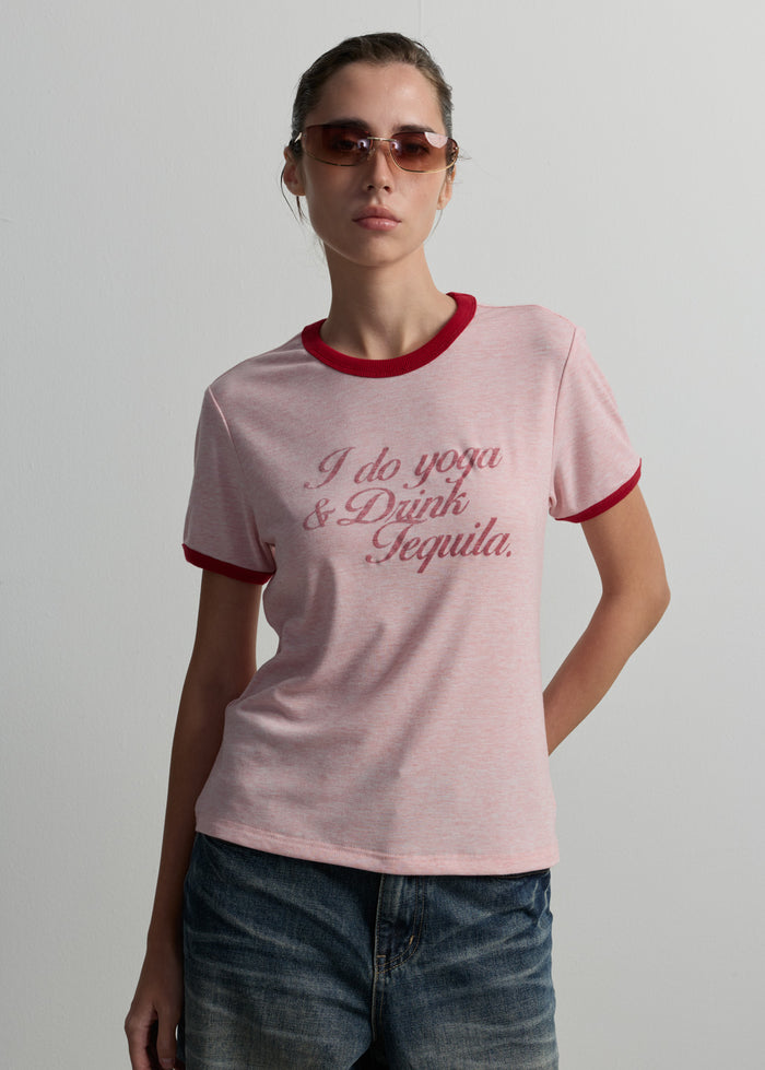 PINK GRAPHIC RINGER TEE