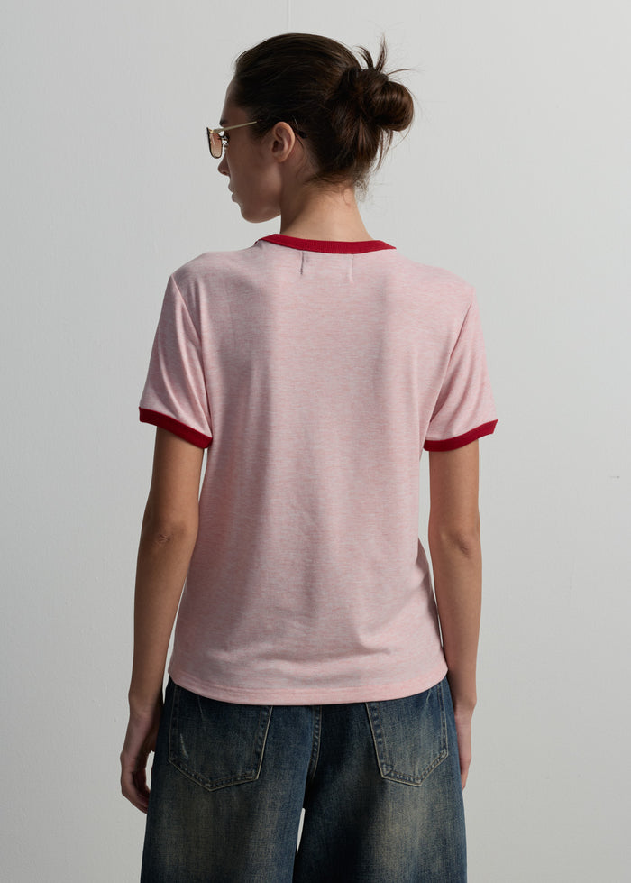 PINK GRAPHIC RINGER TEE
