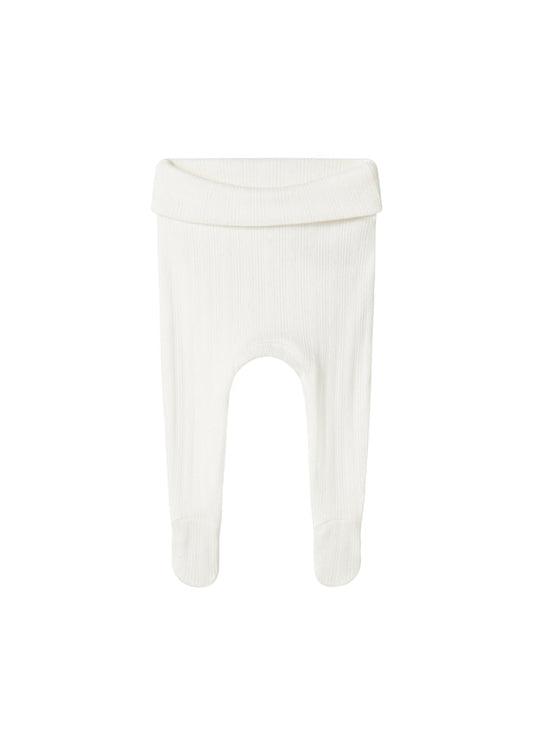 White pointelle pants with feet for baby