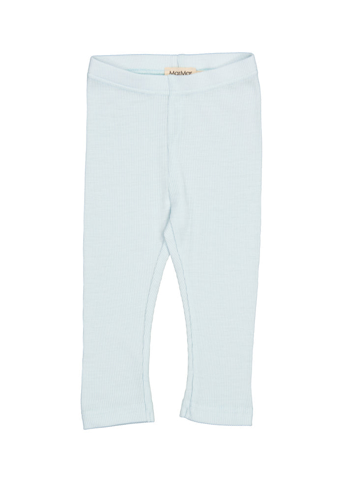 Light blue leggings for children in merino wool