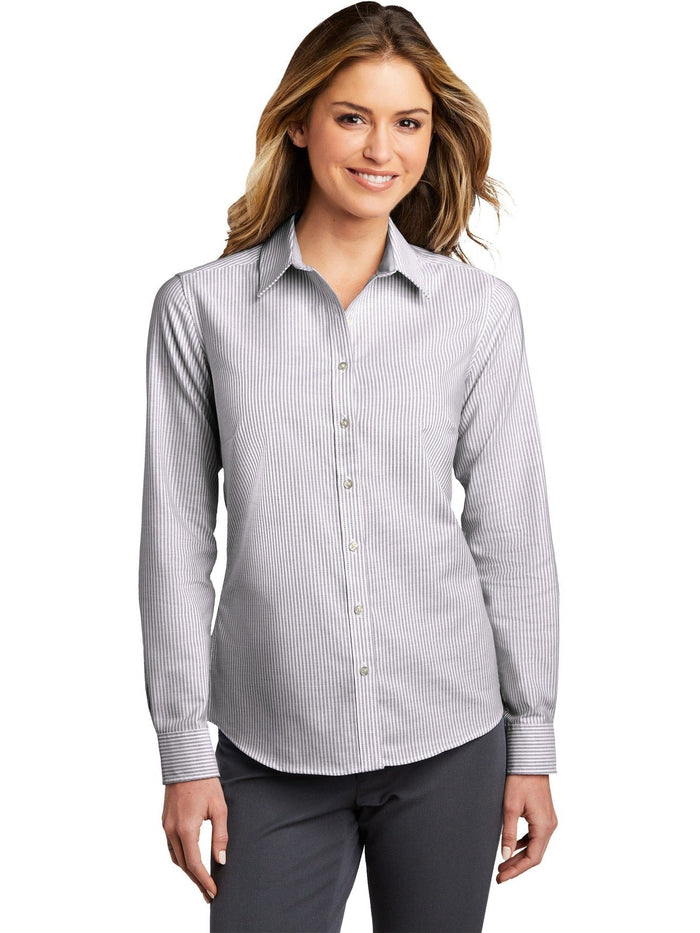 no-logo Port Authority Ladies SuperPro Oxford Stripe Shirt-Regular-Port Authority-Thread Logic