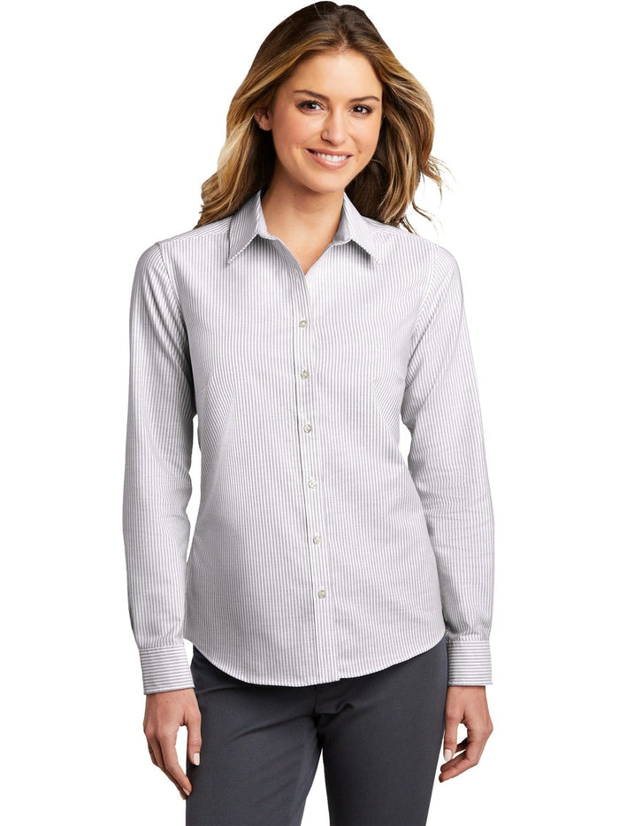no-logo Port Authority Ladies SuperPro Oxford Stripe Shirt-Regular-Port Authority-Thread Logic