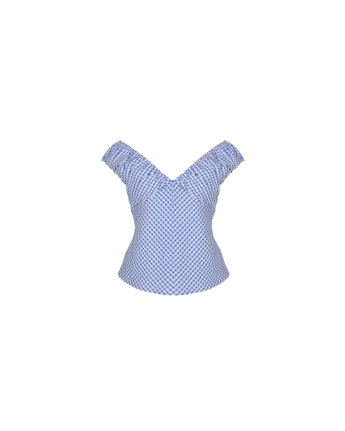RAQUEL TOP BLUE GINGHAM